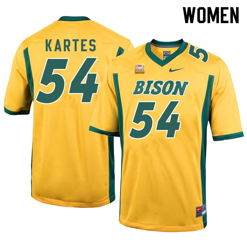 Women #54 Mitchell Kartes North Dakota State Bison College Football Jerseys Sale-Yellow
